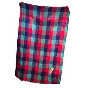 Mexican multicolor squares fringed tablecloth / bedspread Nautical Ocean 58 x 84